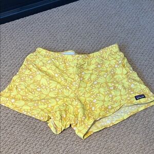 Patagonia Bright Yellow Baggies Patterned Athletic Shorts